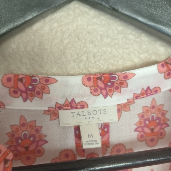 TALBOTS top colorful blouse with lightweight designs printed long sleeve size‎ M - Picture 12 of 13